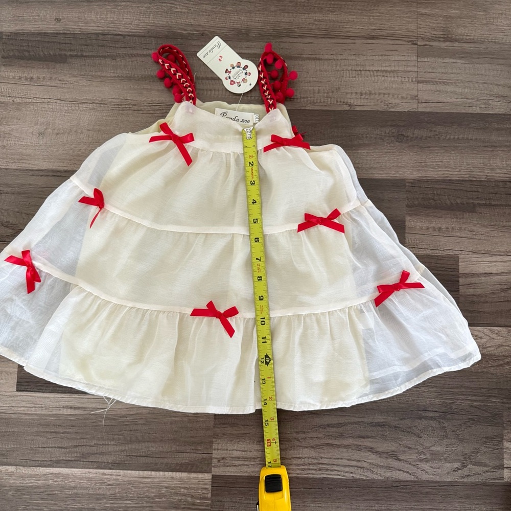 Adorable Cream and Red Kids Dress - Picture 10 of 11